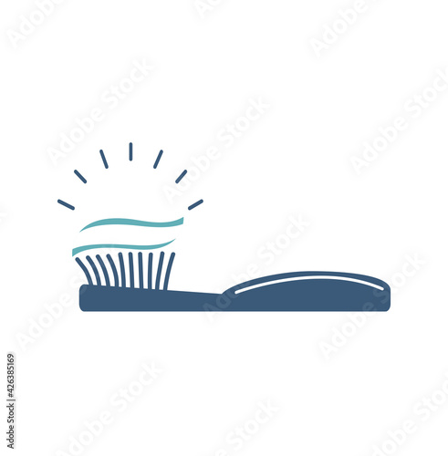 toothbrush with toothpaste icon vector