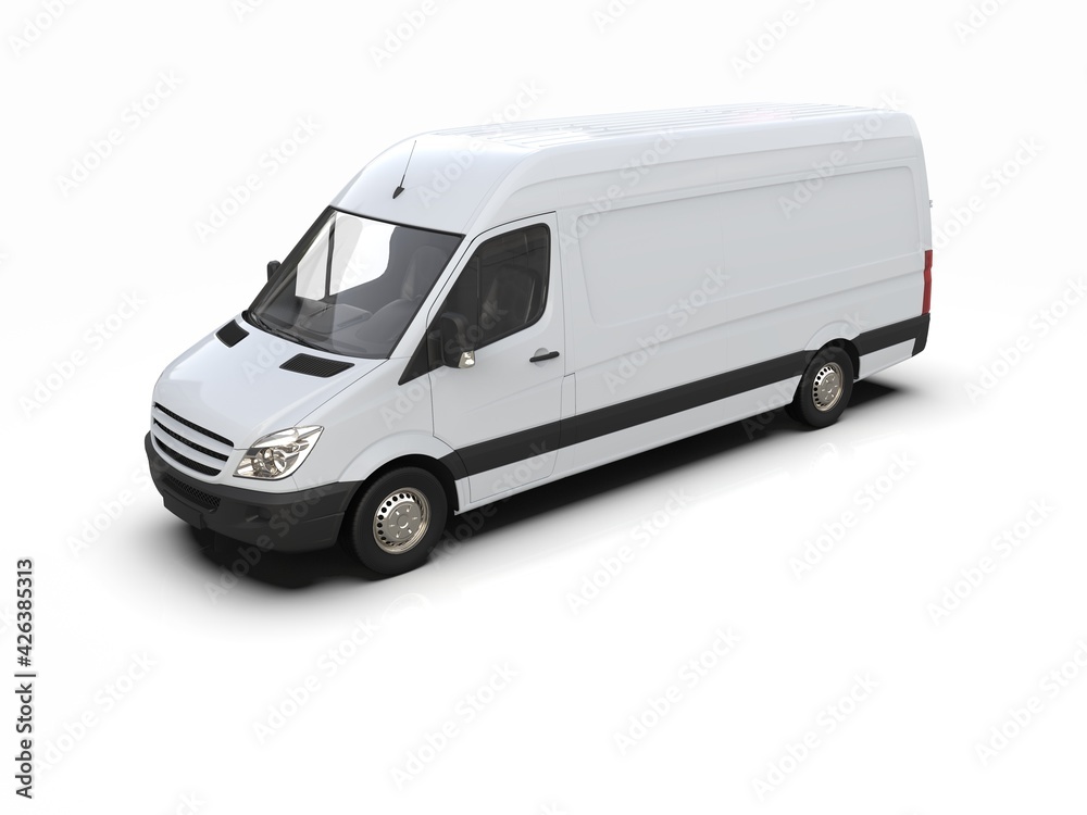 Naklejka premium White Commercial Delivery Truck isolated on White Background
