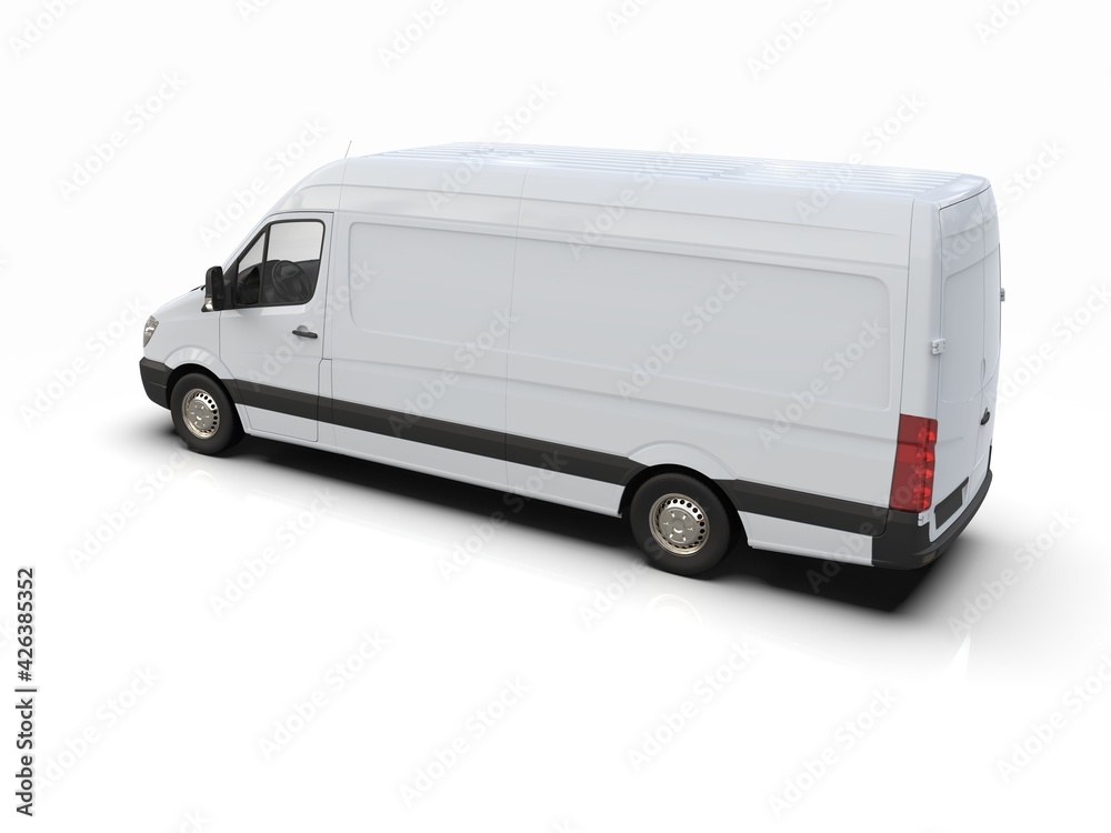White Commercial Delivery Truck isolated on White Background