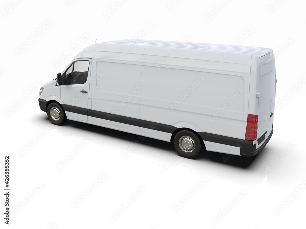 White Commercial Delivery Truck isolated on White Background White Commercial Delivery Truck isolated on White Background