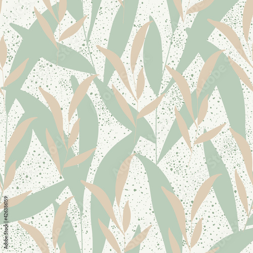 Trendy seamless botanical pattern. Contemporary background with floral minimalist shapes. Modern vector illustration perfect for prints  fabric  wrapping paper  textile  wallpaper.