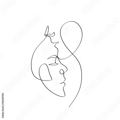Line Art Actress Woman . Minimal Line Drawing Woman with hand