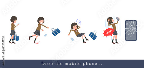 flat type school girl beige Blazer_Drop-the-mobile