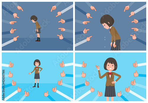 flat type school girl beige Blazer_Evaluation