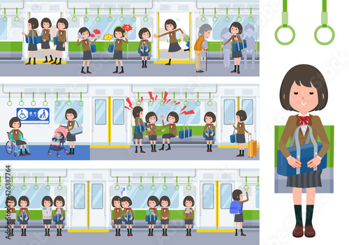 flat type school girl beige Blazer_on-the-train-sitting