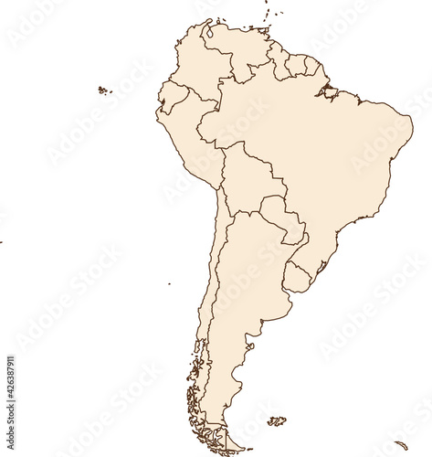 Karte von Südamerika mit Umrissen