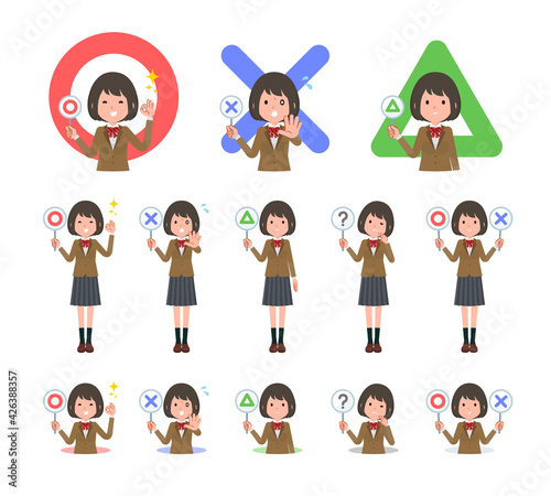 flat type school girl beige Blazer_True-or-false