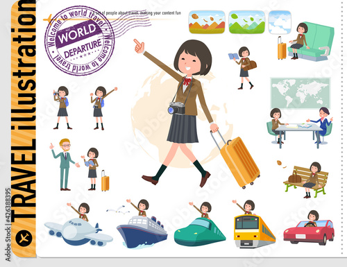 flat type school girl beige Blazer_travel
