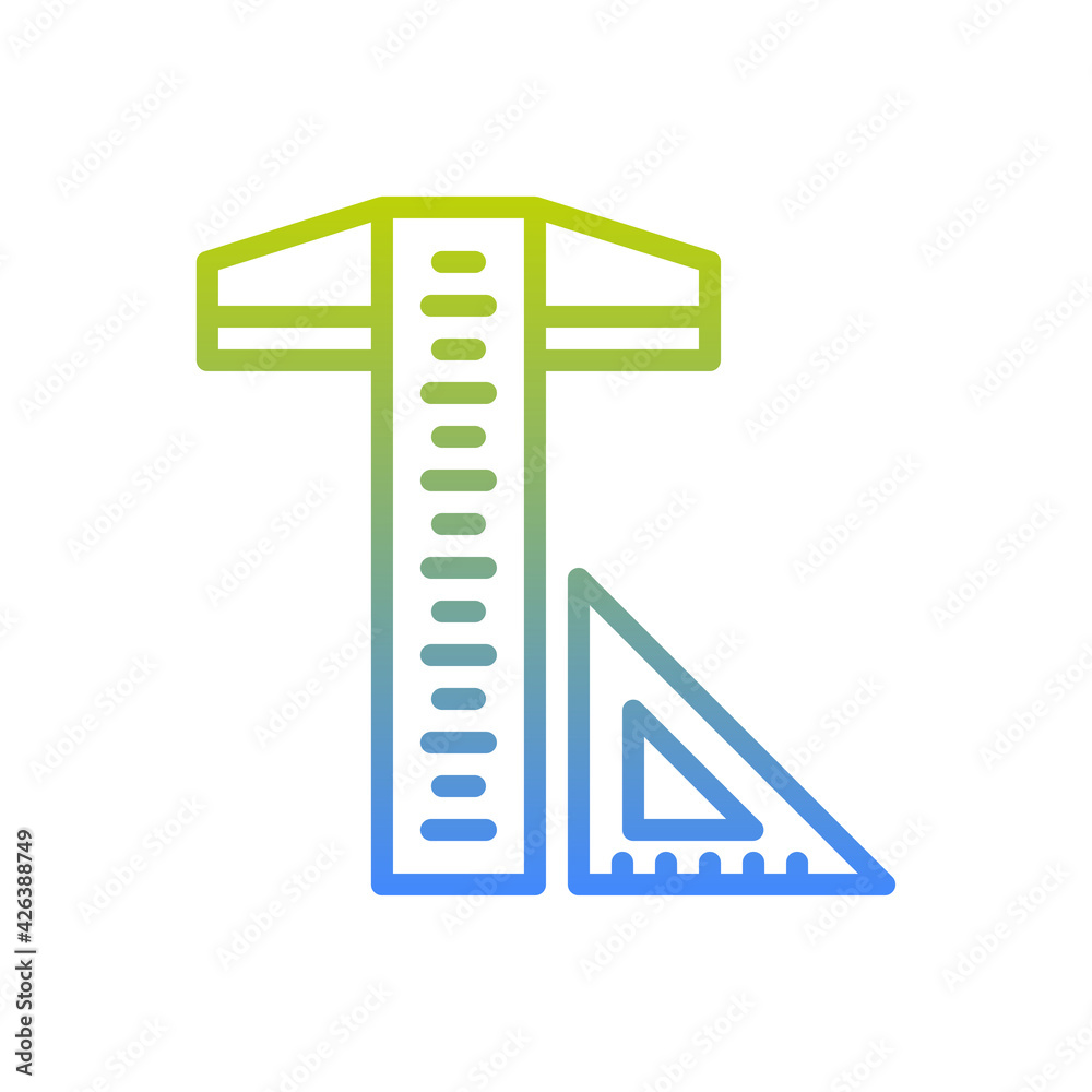 T square vector outline Gradient icon style illustration. EPS 10 file T square vector outline Gradient icon style illustration. EPS 10 file