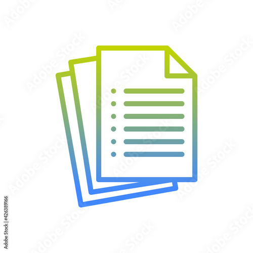 Papers vector outline Gradient icon style illustration. EPS 10 file