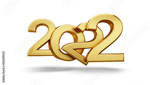 2022 golden symbol metallic 3d-illustration