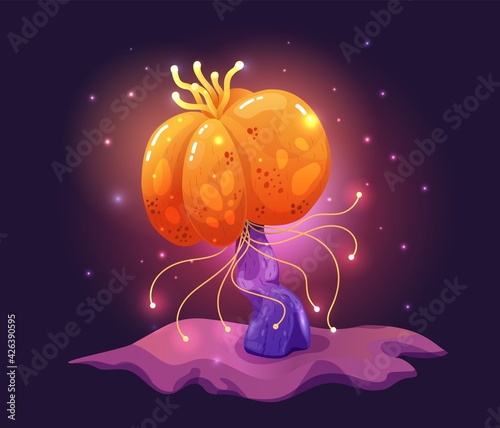 Magic mushroom for concept design. Fantastic concept Color vector illustration