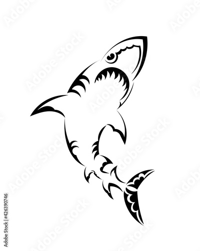 Tribal tattoo design for shark with ethnic Polynesian tribal elemen. Vector illustration