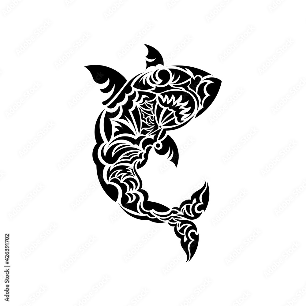 Shark tattoo in Polynesia style. Isolated. Vector