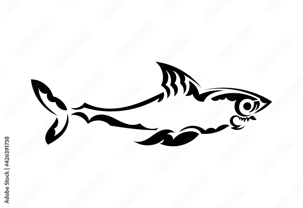 Shark tattoo in boho style. Isolated. Vector illustration Shark tattoo in boho style. Isolated. Vector illustration