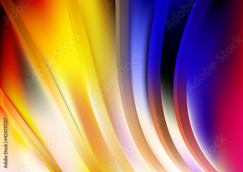 Abstract Red Yellow and Blue Curve Stripe Background
