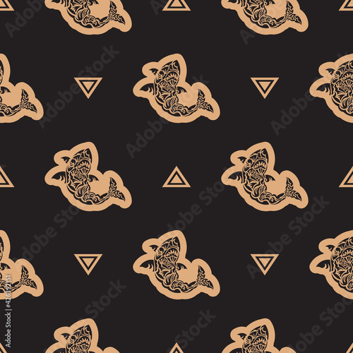 Seamless luxury dark pattern with sharks. Good for backgrounds, prints, apparel and textiles. Vector