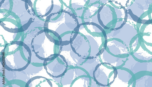 Allover watercolor circles geometry fabric print. Round shape splotch overlapping elements vector
