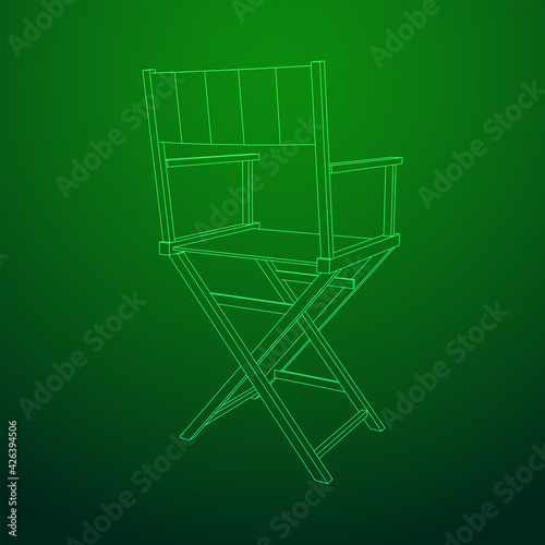 Director movie workplace chair. Wireframe low poly mesh vector illustration photo