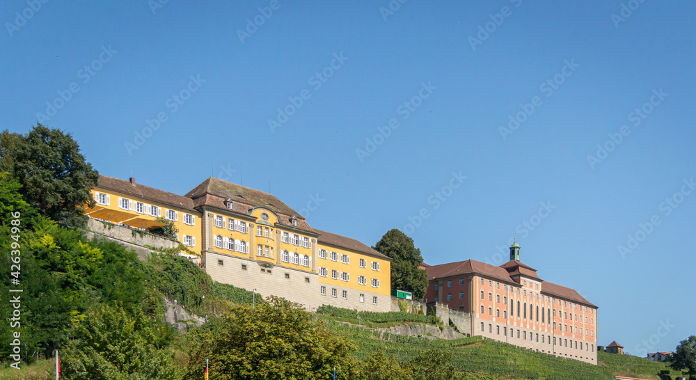 Colourful buildings on a hill  in the city of Meersburg, Germany