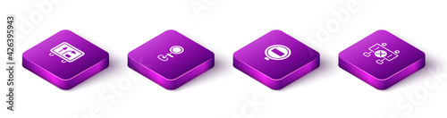 Set Isometric Road traffic sign, , Stop and barrier icon. Vector