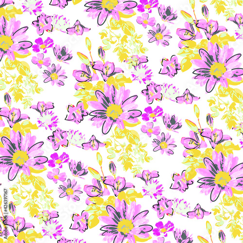 Wallpaper Mural Watercolor Flower background.  Torontodigital.ca
