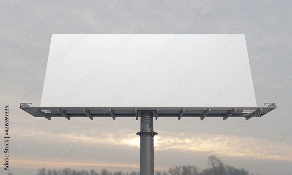 Billboard Mockup Sign Board Signage for Outdoor Advertisement against blue sky