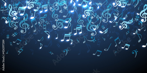 Music note symbols vector wallpaper. Melody