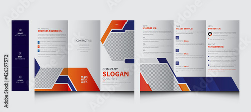 Tri-Fold Brochure Template. Marketing Fold Brochure. Corporate Agency Three Fold  Flyer, Poster, Brochure. Editable A4 Trifold Brochure Design