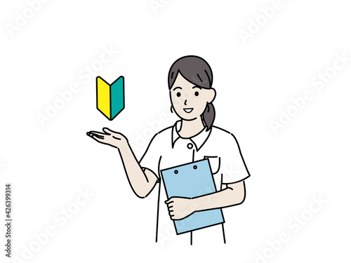 初診　案内　医者　看護師　看護婦　女性　イラスト素材