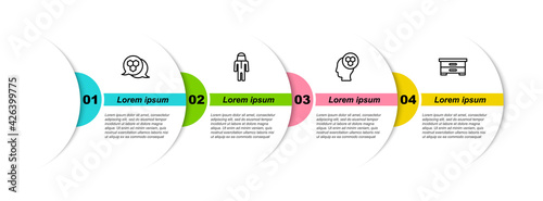 Set line Honeycomb, Beekeeper with protect hat, and Hive for bees. Business infographic template. Vector
