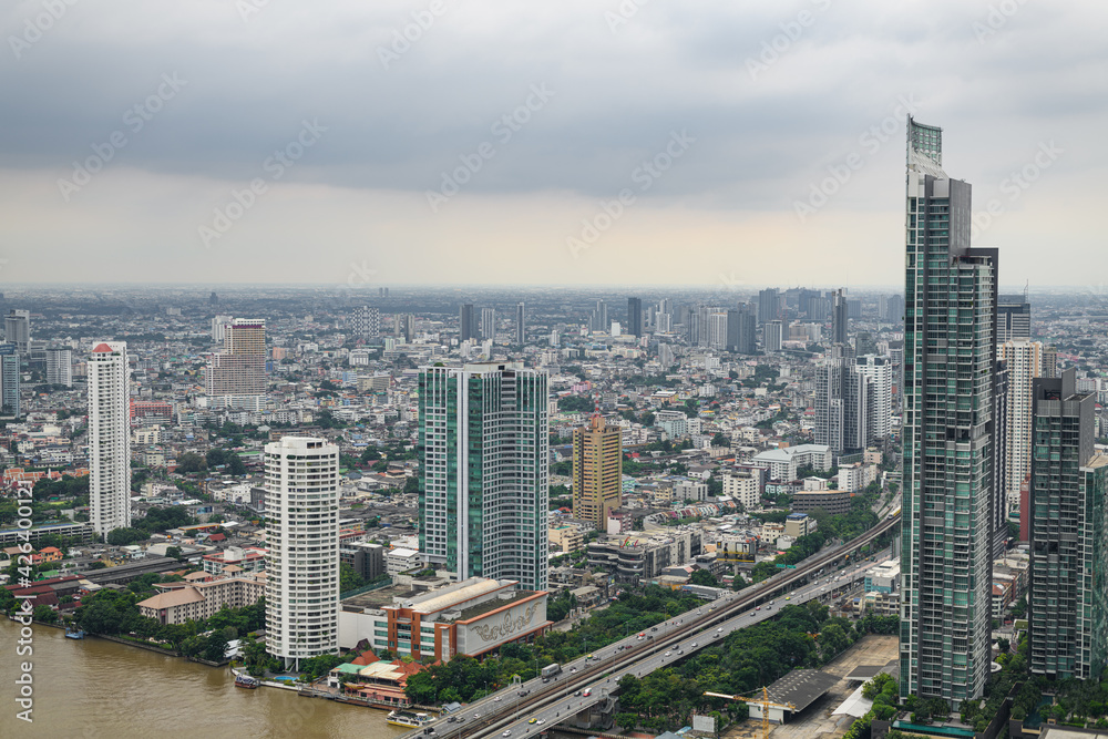 Bangkok, Thailand - Oct 21, 2020 : Bird's-eye view of bangkok