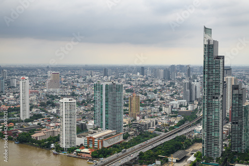 Bangkok, Thailand - Oct 21, 2020 : Bird's-eye view of bangkok