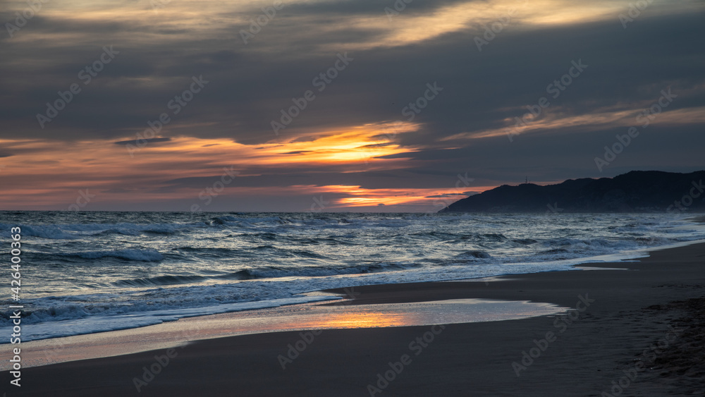 Sunset on the beach of CastelldeFels, Spain