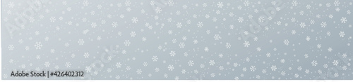 snowfall sky with small snowflakes, greeting banner with light gray and white snowflakes and light  