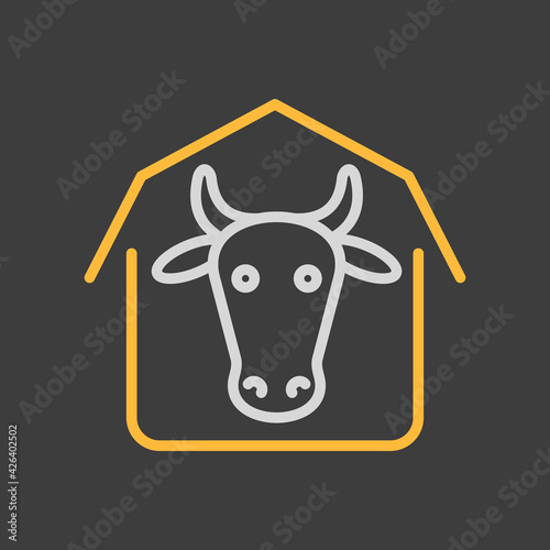 Cowshed vector flat icon. Farm animal sign