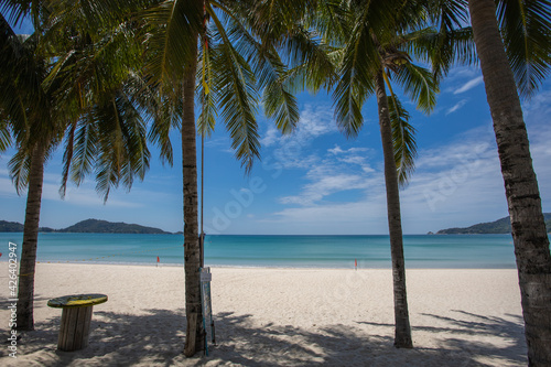 White beach clear sea and blue sky
