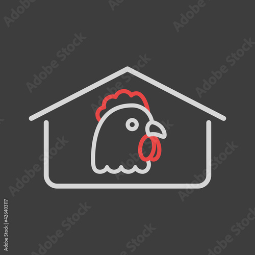 Chicken house vector icon. Farm animal sign