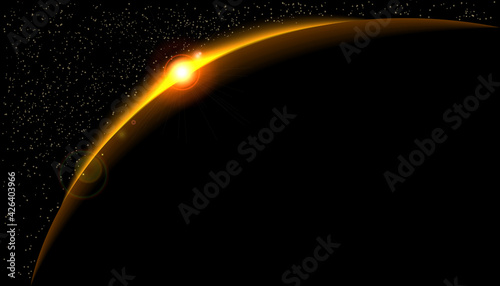 The starry space background is black. Sunset stars. An abstraction. Vector graphics. You can use it for screen saver, cover art. business card and other various templates and backgrounds.