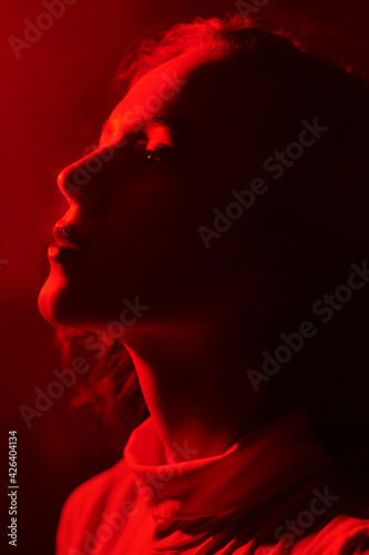 black and red portrait of girl