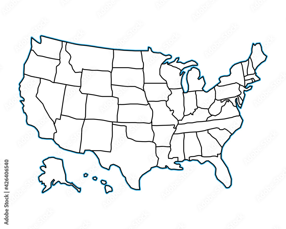 Blank similar USA map isolated on white background. United States Intended For Blank Template Of The United States