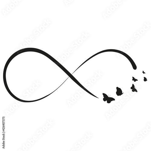 infinity icon with butterflies.vector icon on white background
