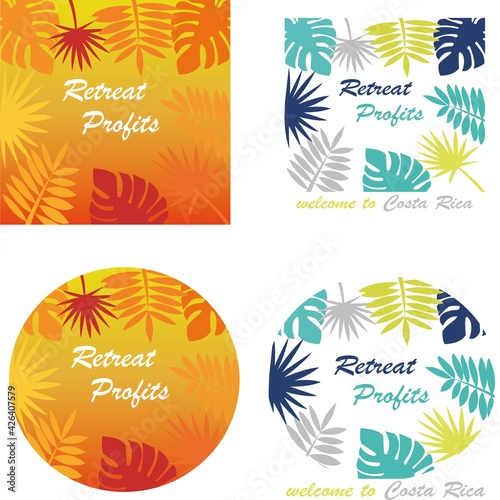 Tropical background icon. palm leaves vector