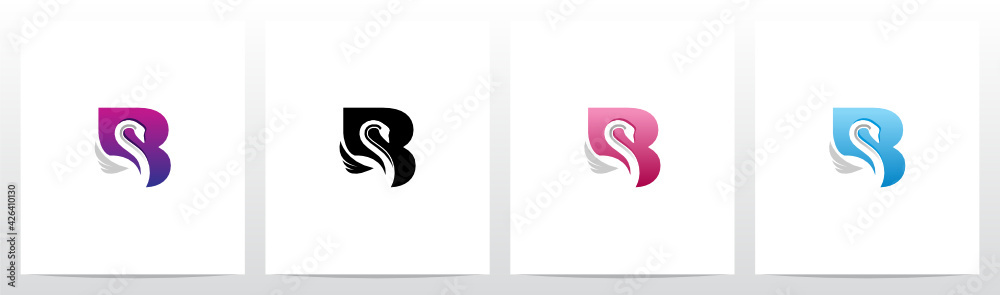 Fototapeta premium Swan On Letter Logo Design B