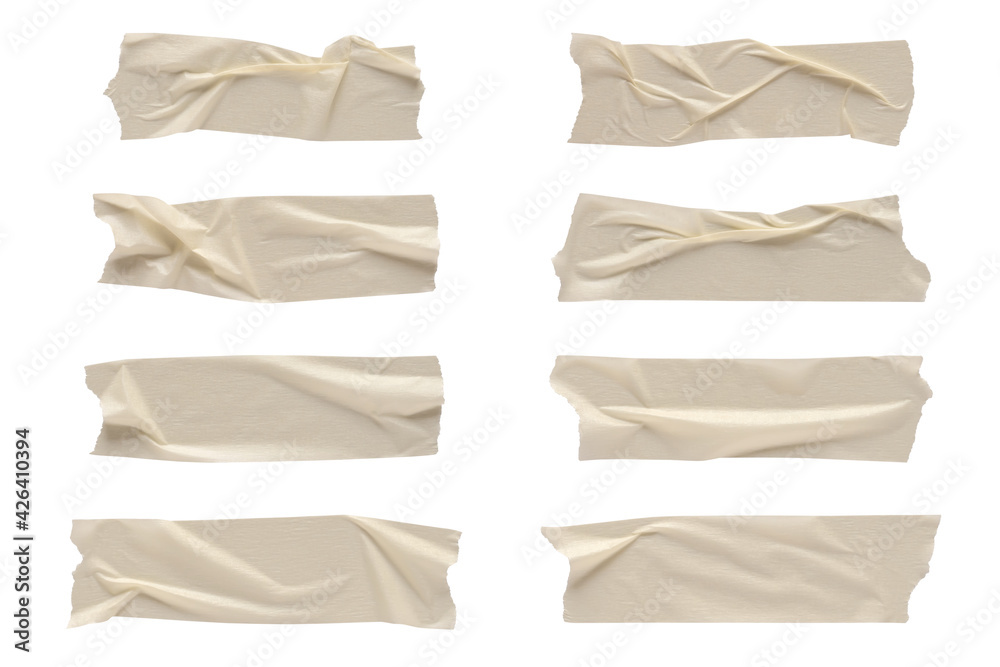 Obraz premium Realistic adhesive tape collection Sticky scotch tape of different sizes.