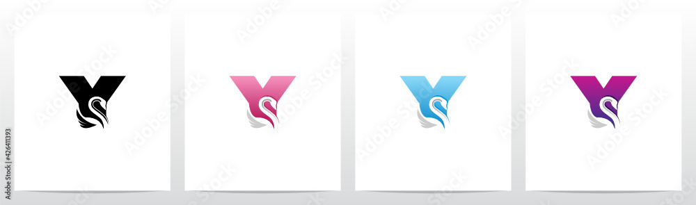 Swan On Letter Logo Design Y Swan On Letter Logo Design Y