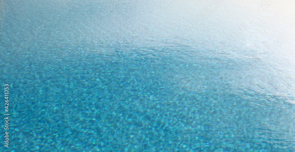 Obraz premium Brur Sky Reflection in water surface. Blue pool background.