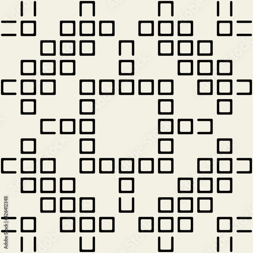Pixels are displayed from the monitor. Vector monochrome ornament.