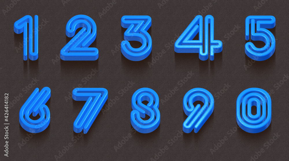 3d render of a symbol, set of numbers