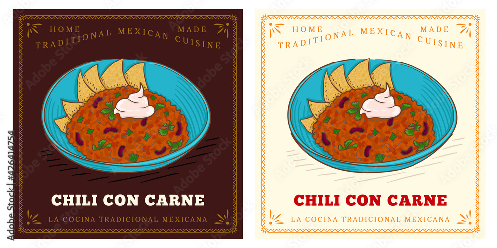 Fototapeta premium A bowl of chili con carne served with tortilla chips